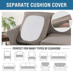 H.VERSAILTEX 3 Piece Stretch Sofa Covers for 2 Cushion Sofa Couch Covers for Living Room Sofa Slipcovers (Base Cover Plus 2 Seat Cushion Covers) Thicker Jacquard Fabric(Large Sofa, Taupe)