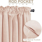 100% Blackout Shield Creamy Peach Linen Blackout Curtains for Bedroom 84 Inches Long, Back Tab/Rod Pocket Living Room Drapes, Thermal Insulated Blackout Curtains 2 Panels Set, 50" W x 84" L
