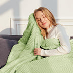 Whale Flotilla Extra Large Fuzzy Fleece Throw Blanket for Couch, 50x70 Inch Fluffy Warm Soft Jacquard Blankets for All Season, Lightweight and Cozy, Light Green
