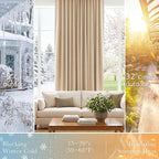 PONY DANCE Living Room Curtains - Window Treatments Blackout Curtain Panels Back Tab & Rod Pocket Draperies Energy Saving Drapes for Dining Room, W 52 by L 72, Biscotti Beige, 2 Pieces