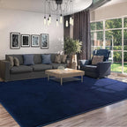 AROGAN Modern Shag Area Rug for Living Room, 5x7 Feet Washable Rugs for Bedroom, Indoor Floor Carpet, Plush Memory Foam Bedside Rugs for Kids Girls Teens Low Pile, Navy Blue