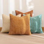 MIULEE Soft Decorative Chenille Fall Pillow Covers Beige Orange Teal 18x18