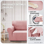 ZNSAYOTX 1 Piece Jacquard Couch Covers for 2 Cushion Couch High Stretch Loveseat Slipcover for Pets Dogs Anti Slip Love Seat Sofa Slipcover Furniture Protector (Medium,New Pattern Rose)