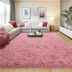 Pionblank 8x10 Rug for Living Room, Fuzzy Plush Large Area Rug, Fluffy Modern Shag Non Slip Soft Furry Carpet for Bedroom Kids Room Nursery Teens Dorm Home Decor, Blush