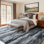 5x7 Ft Large Shag Rugs for Bedroom Living Room for Men Boys, Tie Dyed Ultra Soft Fluffy Furry Area Rug for Indoor Floor, Aesthetic Carpet for Home Decor (Blue)