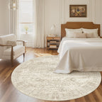 Soalmost 6x6 Beige Round Rug 6ft Circle Living Room Area Rugs Non-Slip