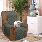 U-NICE HOME Recliner Chair Covers Reversible Chair Cover Pet Covers for Dogs with Elastic Straps Water Resistant Diamond Quilted (28''Recliner Oversized, Grey/Beige)