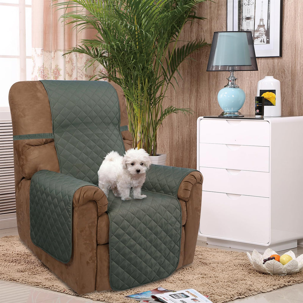 U-NICE HOME Reversible 23''Recliner Small Chair Cover, Grey/Beige