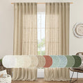 LAMIT Sheer Linen Curtains 96 inches Long 2 Panels Set for Bedroom, Brown