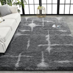 TWINNIS Super Soft Shaggy Rugs Fluffy Carpets, 6x9 Feet, Indoor Modern Plush Area Rugs for Living Room Bedroom Kids Room Nursery Home Decor, Upgrade Anti-Skid Rectangular Fuzzy Rug, Grey Star