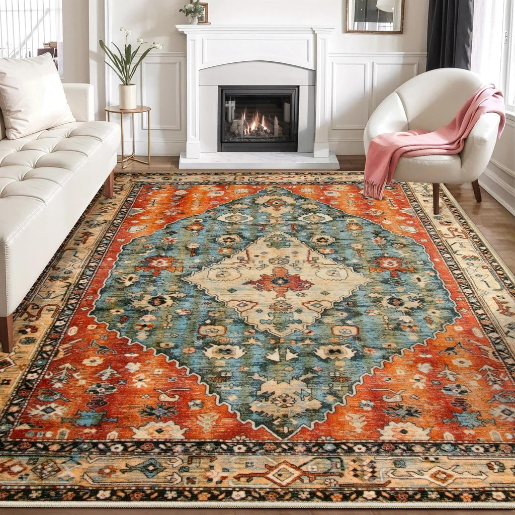 SERISSA 8x10 Washable Non Slip Boho Area Rug for Living Room