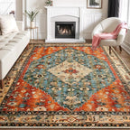 SERISSA 8x10 Washable Non Slip Boho Area Rug for Living Room