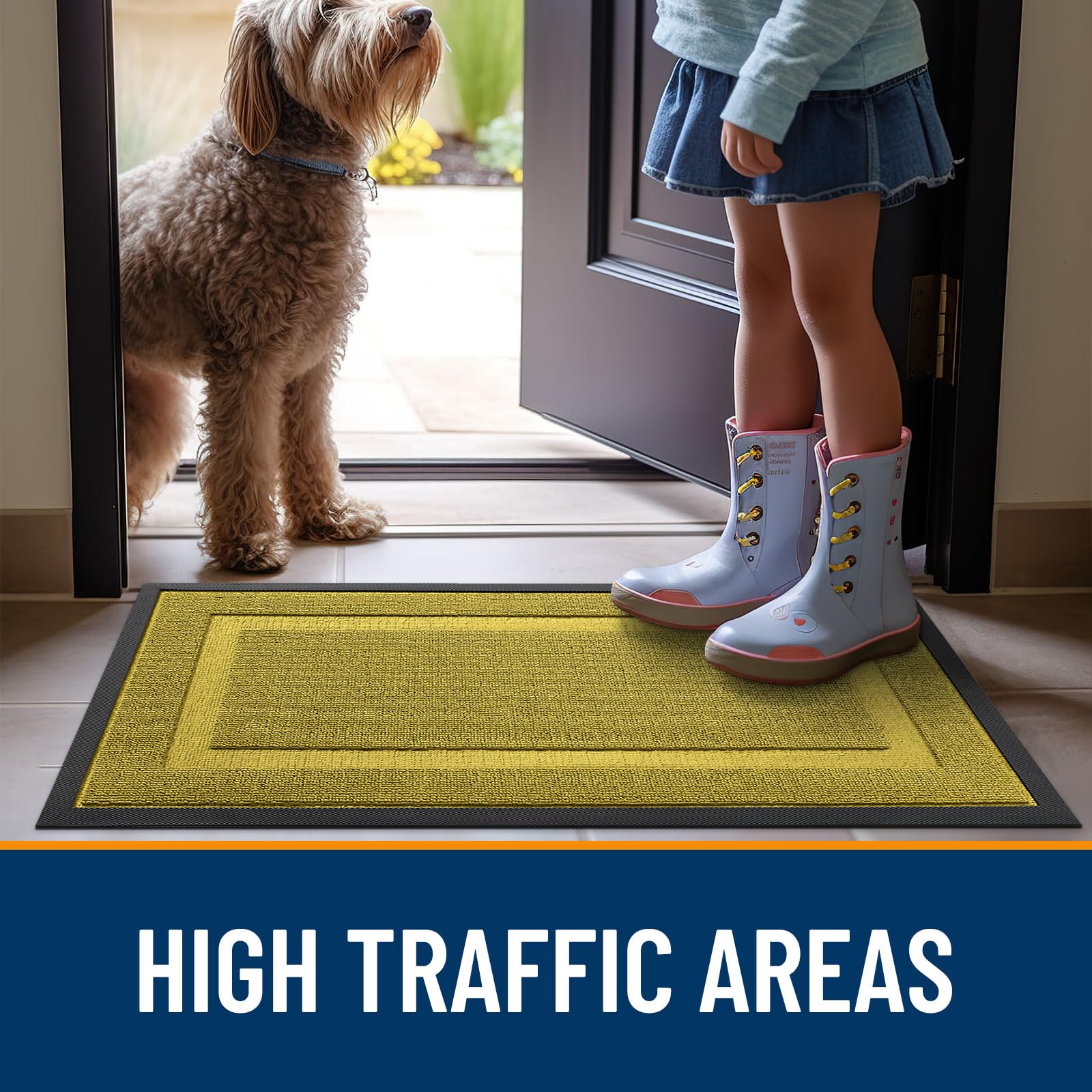 OLANLY Front Door Mat Outside 33x21, All-Season Heavy-Duty Rubber Doormat