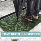 Bulijojo Sturdy Front Entrance Doormats,Durable Heavy Duty Welcome Mat,Thick Absorbent Natural Rubber Non Slip Mat,Easy Clean Entryway Mat Leaves Green, 47" x 32"