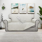 ISSUNTEX Double Protection 100% Waterproof Loveseat Sofa Covers for Living Room, Couch Covers for 2 Cushion Couch Sofa, Reversible Furniture Protector Sofa Cover for Dogs (Loveseat, Ivory/Ivory)