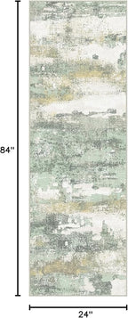 BEIMO Runner Rug for Hallway Kitchen, 2x7 Machine Washable Runners Rug for Entryway, Light Green Soft Modern Abstract Throw Rugs, Low Pile Floor Carpet with Non Slip Backing