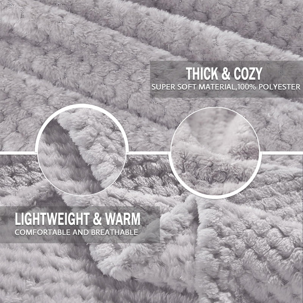 Exclusivo Mezcla Soft Waffle Fleece Bed Blanket Twin XL Size, Light Gray