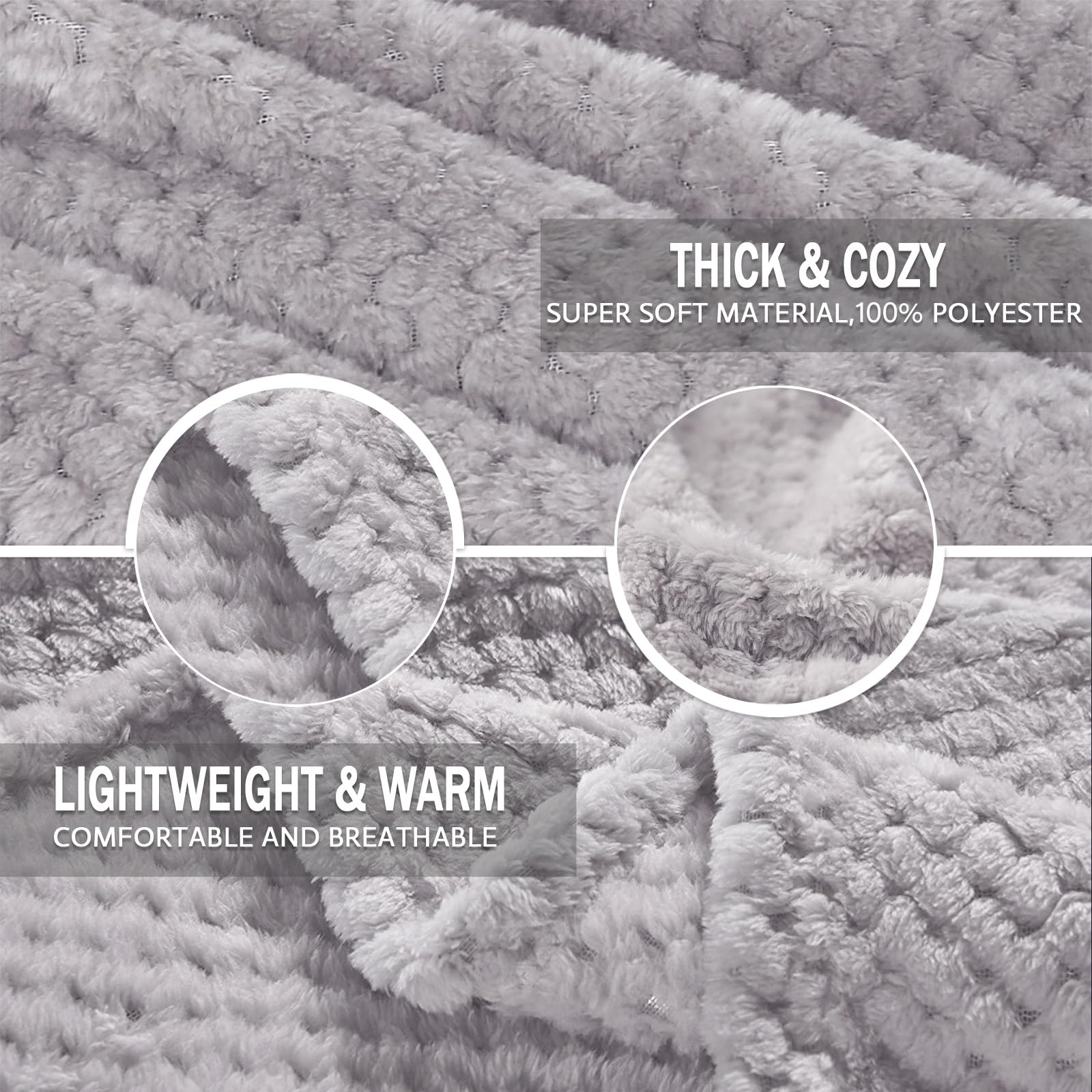Exclusivo Mezcla Soft Waffle Fleece Bed Blanket Twin XL Size, Light Gray