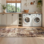 2x6 Brown Rug Runners for Hallways Kitchen Runner Rug Non Slip Washable Coffee Long Runner Rugs with Rubber Backing Soft Abstract Carpet Runner for Bedroom, Kitchen, Bathroom, Entryway