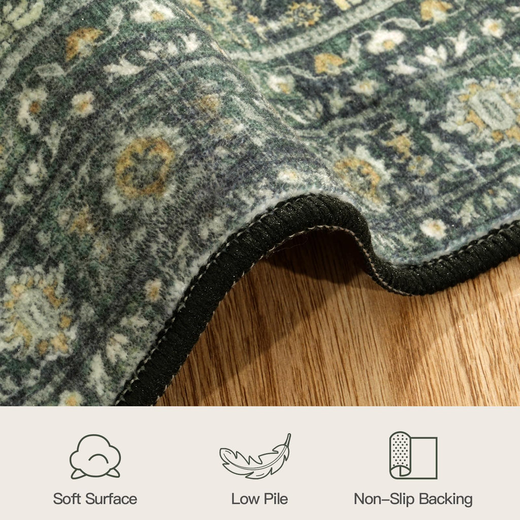 4x6 Area Rugs for Entryway, Green Washable Non-Slip Area Rug for Kitchen