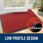 OLANLY Front Door Mat Indoor Outdoor Entrance, 2-Pack 47 x 32 Inch, Waterproof Heavy Duty Doormat, Fade Resistant, Low Profile, Easy Clean Patio Porch Welcome Floor Mats for Entry, Red