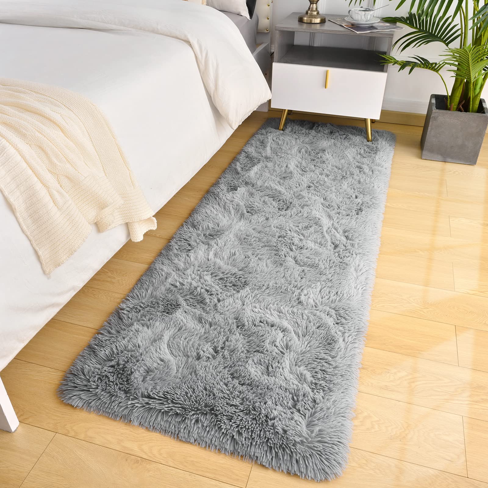 LOCHAS 2x6 Runner Rugs for Hallway, Fluffy Area Rugs for Bedroom, Gray
