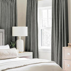 MIULEE Linen Texture Curtains for Bedroom Solid 100% Blackout Thermal Insulated Dark Grey Curtains Grommet Room Darkening Drapes Luxury Decor for Living Room Nursery 52x45 Inch (2 Panels)