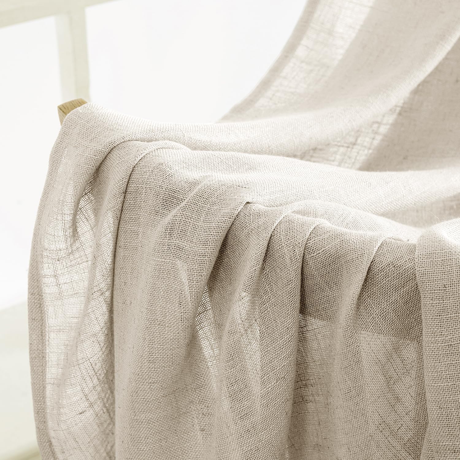 MIULEE Cream Linen Curtains 52x108 Inches Long for Bedroom and Living Room