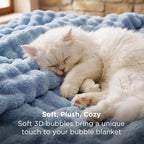 Bedsure 3D Fleece Bubble Blanket - GentleSoft Blue King Blanket for Bed Sofa Room Decor - Luxury Soft Cozy Gifts for Kids Girls, Lightweight, All Seasons, Celestial Blue, 108"×90"