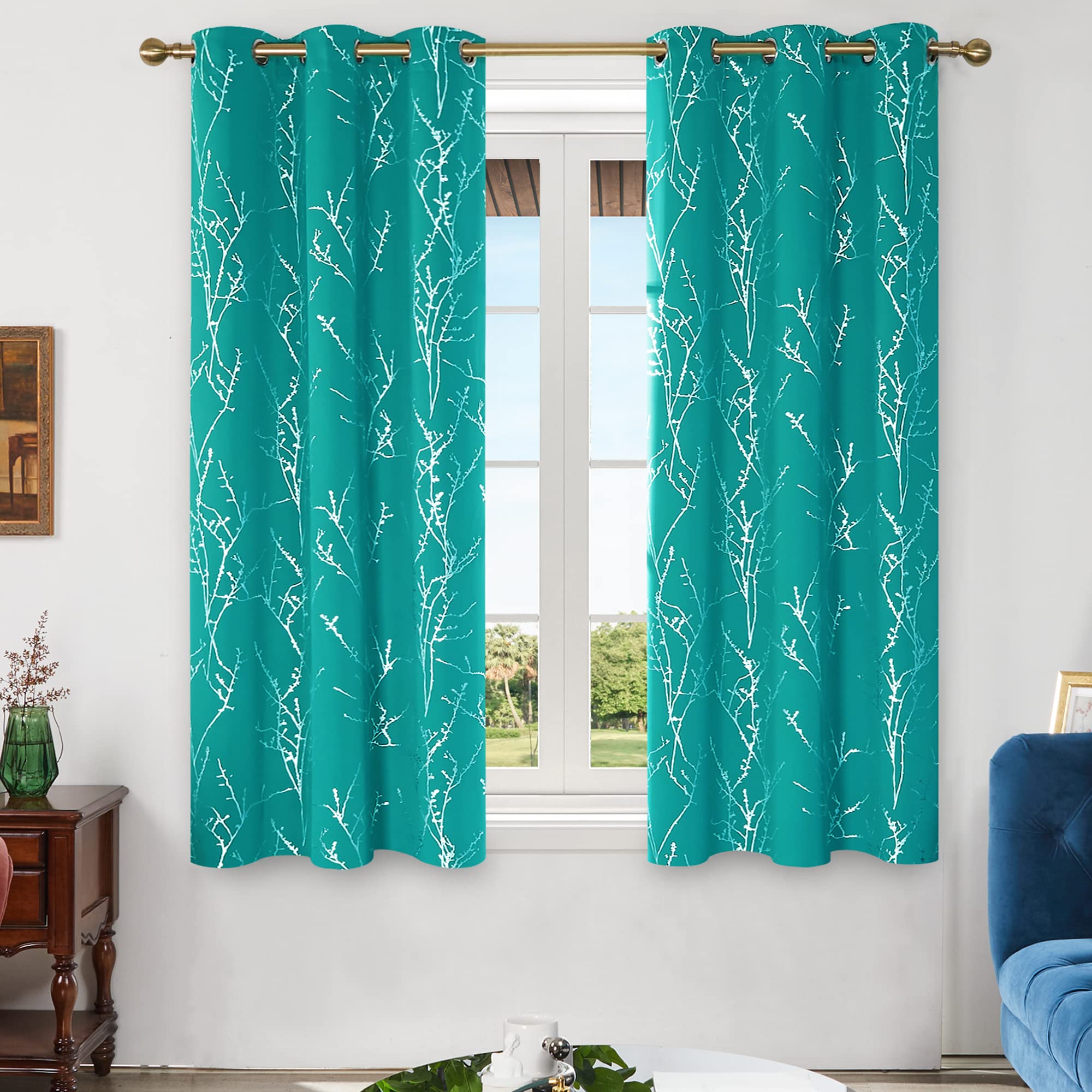 Deconovo Living Room Curtains 63 Inches Long, Blackout Curtains for Bedroom