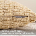 Aegero Pack of 2 Corduroy Decorative Throw Pillow Covers 20x20 Inch, Beige