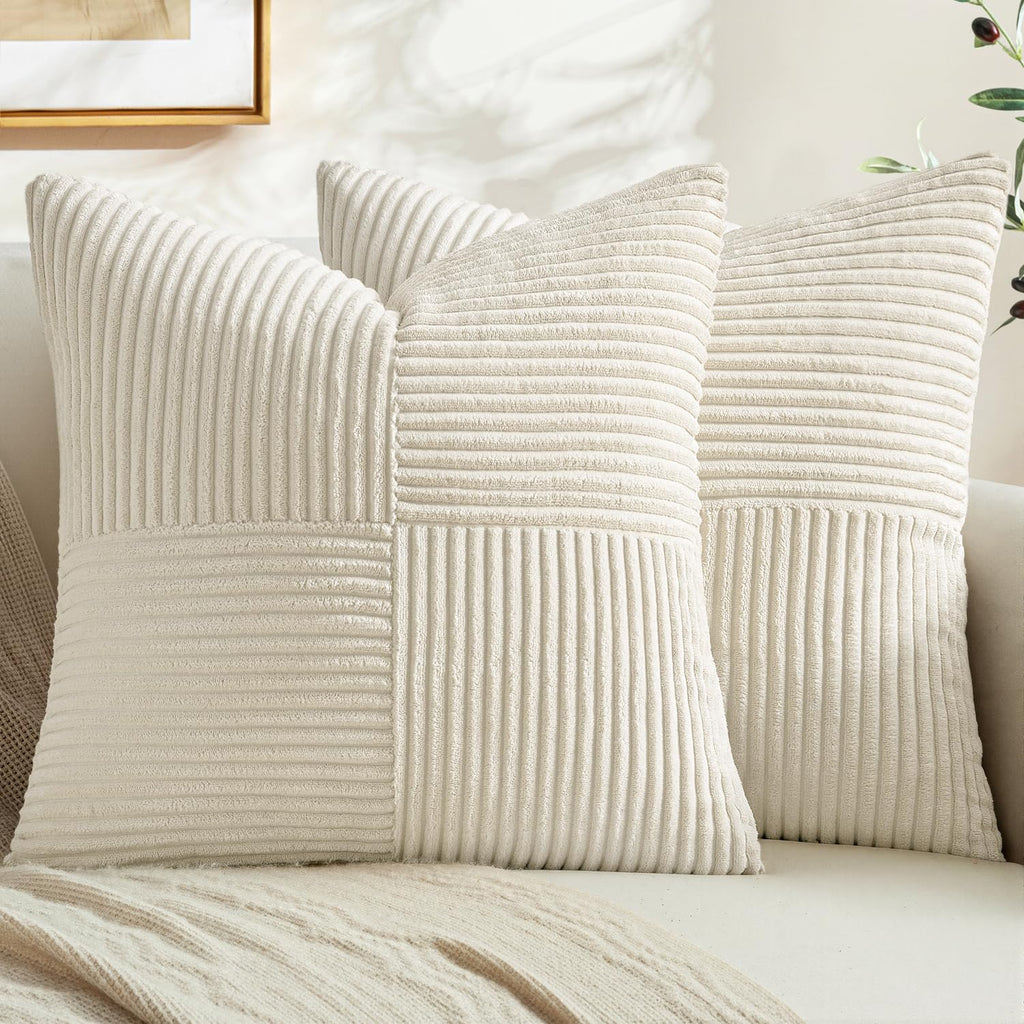 MIULEE Cream White Decorative Throw Pillow Covers for Couch 18x18 Inch