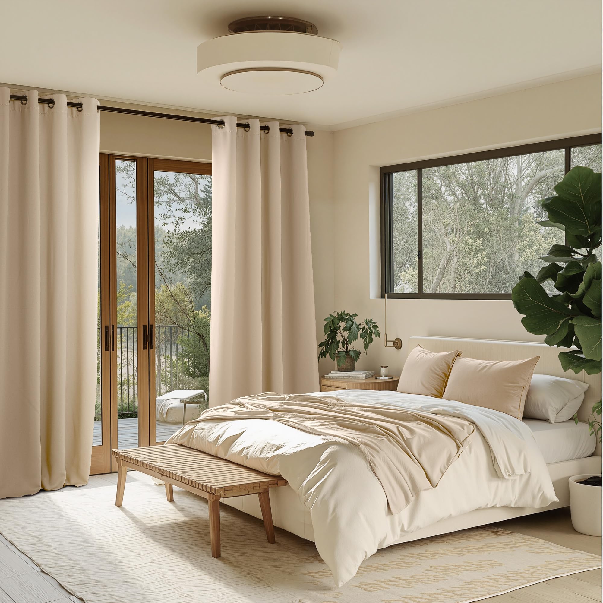 NICETOWN Biscotti Beige Light Blinds - Microfiber Grommet Thermal Insulated Shades for Kid's Room, Yard, Boys Room, Girls Room, Nursery - Lightweight, 1 Pair, W52 x L95