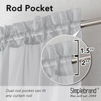 Simplebrand Light Grey Sheer Curtains 90 Inches Long 2 Panels, Light Filtering Rod Pocket Solid Color Window Sheer Curtain Panels, Elegant Curtains & Drapes for Living Room, Bedroom, 42" W x 90" L