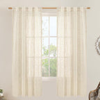 LAMIT Semi Sheer Beige Linen Curtains 72 inch Length, Light Filtering Panels Back Tab and Rod Pocket Neutral Drapes for Bedroom/Living Room, Beige, 2 Panels, 34 x 72 Inch