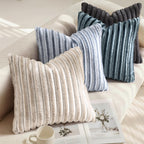 decorUhome Fall Faux Fur Throw Pillow Covers 16x16 Set of 2 Dark Grey