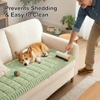Smiry Couch Cover for Dogs Washable, Non Slip Fuzzy Pet Couch Covers for 3 Cushion Sofa Pet Friendly, Thick Soft Sofa Slipcovers Cushion Protector (Green, 27.6" x 82.7")