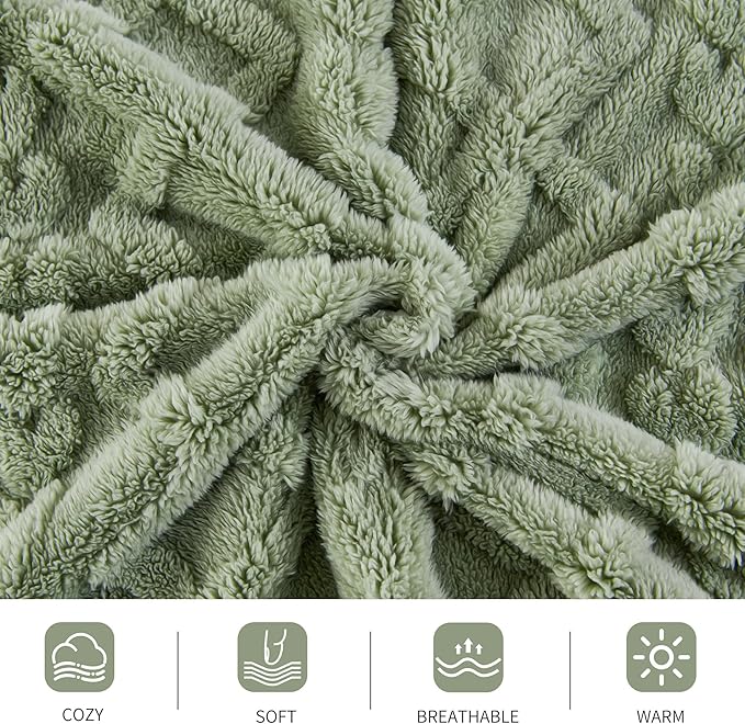 Aganear Fleece Throw Blanket for Couch Sofa 60"x80" Sage Green
