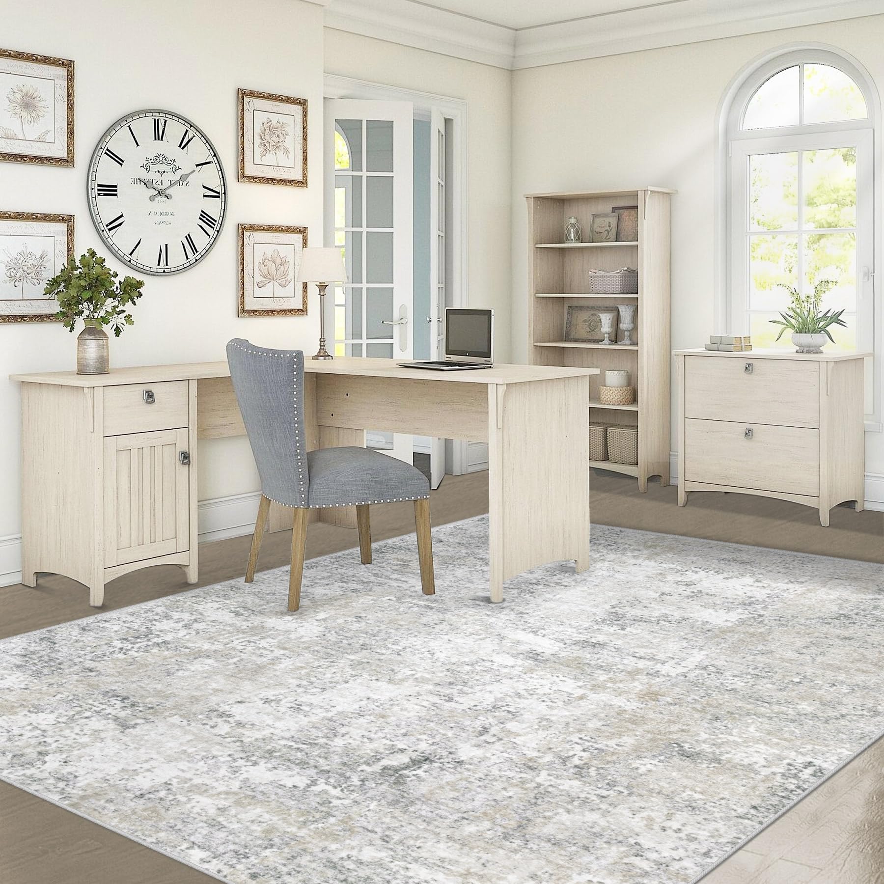 XLUEZ 5x7 Area Rugs for Living Room, Washable Modern Abstract Large Area Rug Neutral Soft Non Slip Kids Rug Stain Resistant Indoor Carpet for Bedroom Nursery Dining Room Playroom(BeigeGrey, 5'x7')