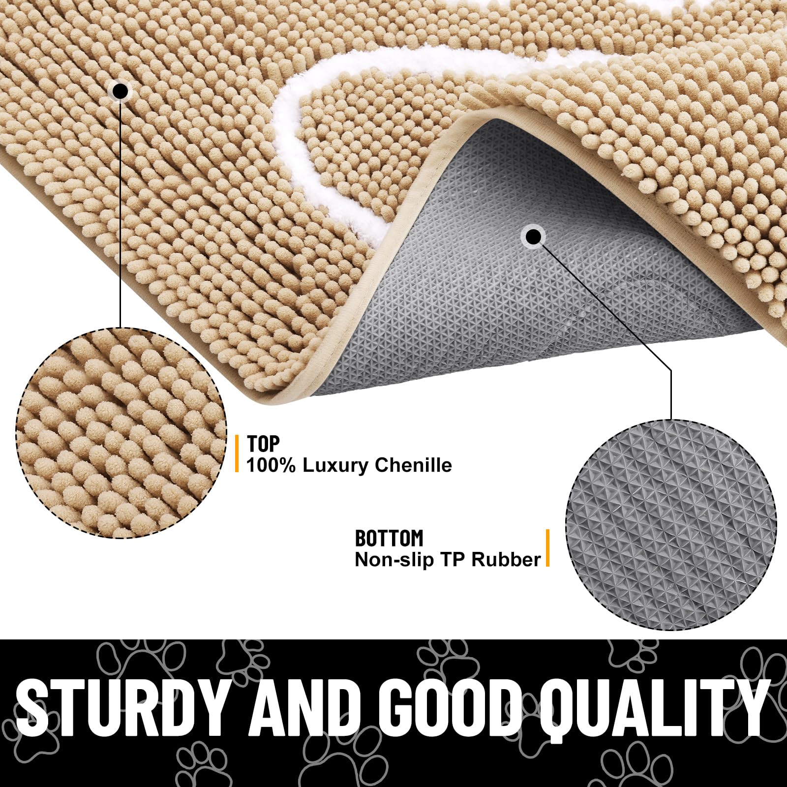 Smiry Dog Door Mat for Muddy Paws, Absorbent Non Slip Dirt Trapper, 40x32