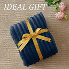 BEDELITE Fleece Throw Blanket for Couch - 300GSM Soft & Warm Fluffy Navy Blanket, Decorative and Giftable Striped Blankets for Women, Men, 50"x60"