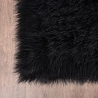 Goolela Black Faux Sheepskin Fur Rug 4x6 Fuzzy Furry Area Rug Black Fluffy Soft Shaggy Carpet for Bedroom Living Room Bedside Washable Sheepskin