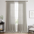 Silver Grey Linen Curtains 120 Inch Extra Long for Living Room Back Tab Light Filtering Semi Sheer Drapes Modern Farmhouse Boho Textured Curtain for Floor to Ceiling High Window 52x120,2 Panels