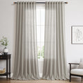 Nanspring Silver Grey Linen Curtains 90 Inch 2 Panels for Bedroom/Living Room Rod Pocket Back Tab Pleated Window Curtain Drapes Neutral Rustic Farmhouse Decor Dining Room Curtain 90 Inches Long