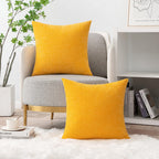 MIULEE Soft Chenille Throw Pillow Covers Goose Yellow 18x18 Inch Pack of 2
