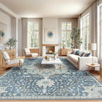 AMADA HOMEFURNISHING 10x14 Washable Area Rug, Low-Profile Large Area Rug with Non-Slip Backing & Durable Edge Binding, Vintage Large Rugs for Living Room, Bedroom & Dining Room