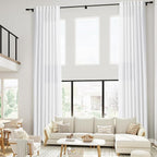 Nanspring White Linen Curtains 216 Inches Long for Living Room Extra Long Back Tab Curtains Farmhouse Light Filtering Semi Sheer Linen Drapes Ceiling to Floor for Large Window 2 Panels Set 52x216
