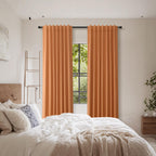 Guken Orange 100% Blackout Linen Curtains 84 Inch Length 2 Panels Set for Living Room Bedroom Back Tab Thermal Insulated Black Out Drapes Room Darkening Farmhouse Window Curtains 84 Inches Long