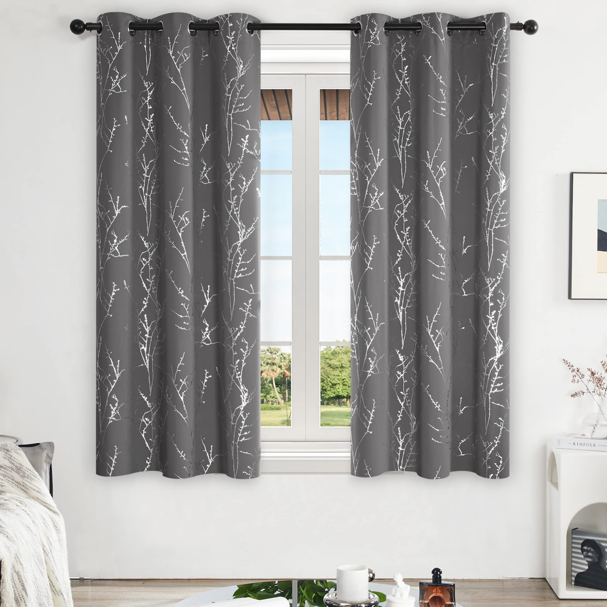 Deconovo Living Room Curtains 63 Inches Long, Blackout Curtains for Bedroom