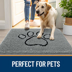 OLANLY Dog Door Mat for Muddy Paws 34x21, Paw Print Design Chenille Mud Mat